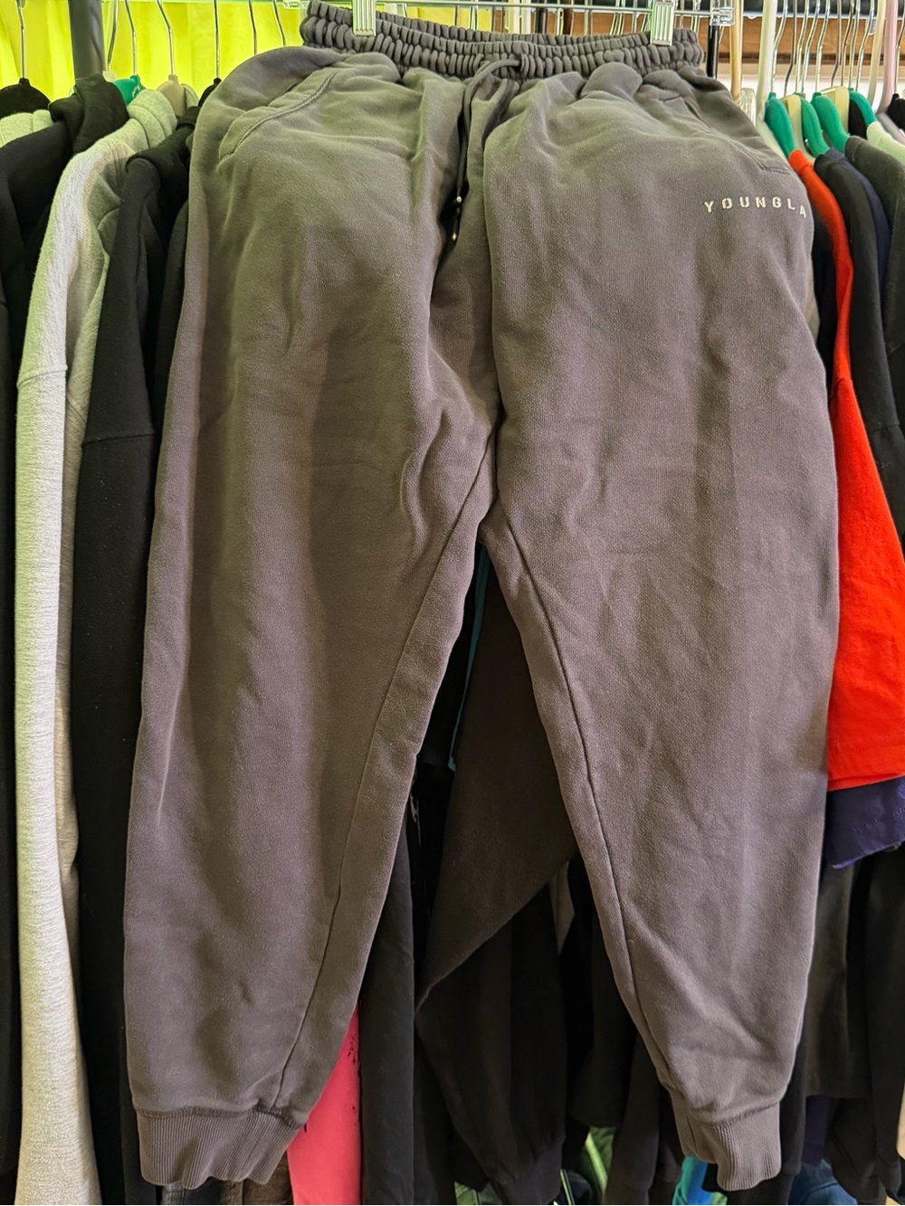 YoungLa Sweatpants Large Grey Drawstrings Gym Streetwear